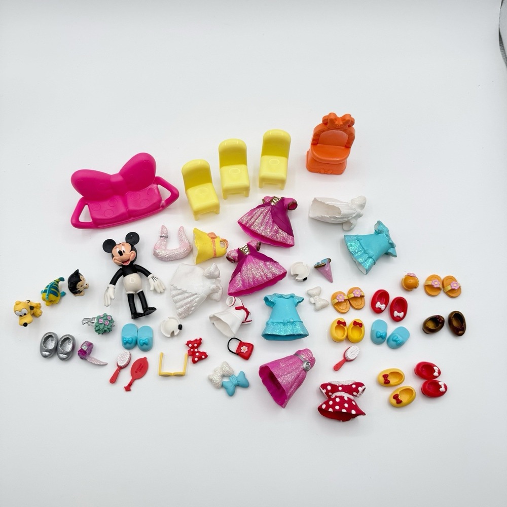 Disney Parks Minnie Mouse Polly Pocket Style Doll Figure Accessories Lot 3"